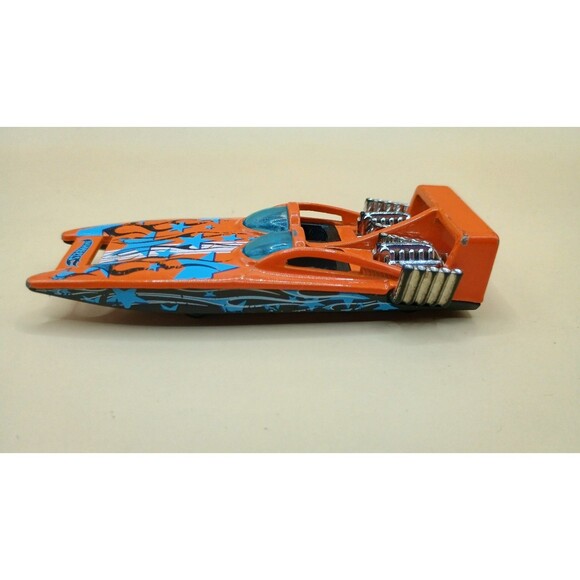 HOT WHEELS H2GO DAREDEVIL RACERS ORANGE 1:64 DIECAST 3 1/4" RACE BOAT BLUE STARS - Picture 2 of 7